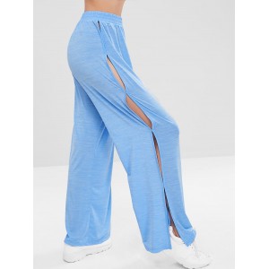 Slit Wide Leg Sports Pants - Butterfly Blue S