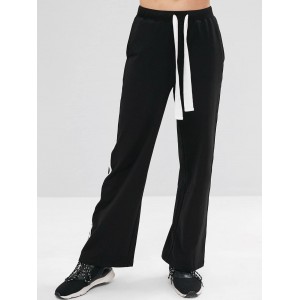  Contrast Drawstring Athletic Sweatpants - Black M